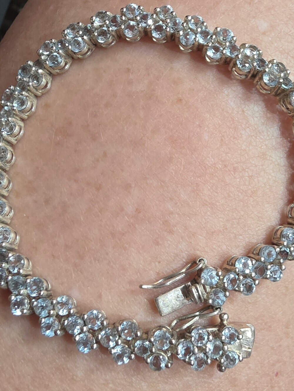 Sterling silver 925 natural aquamarine tennis bracelet 8 Inches - Picture 2 of 8